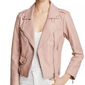 Rebecca Minkoff - “Wes” Perforated Lambskin Leather Biker Jacket - Pink - XS